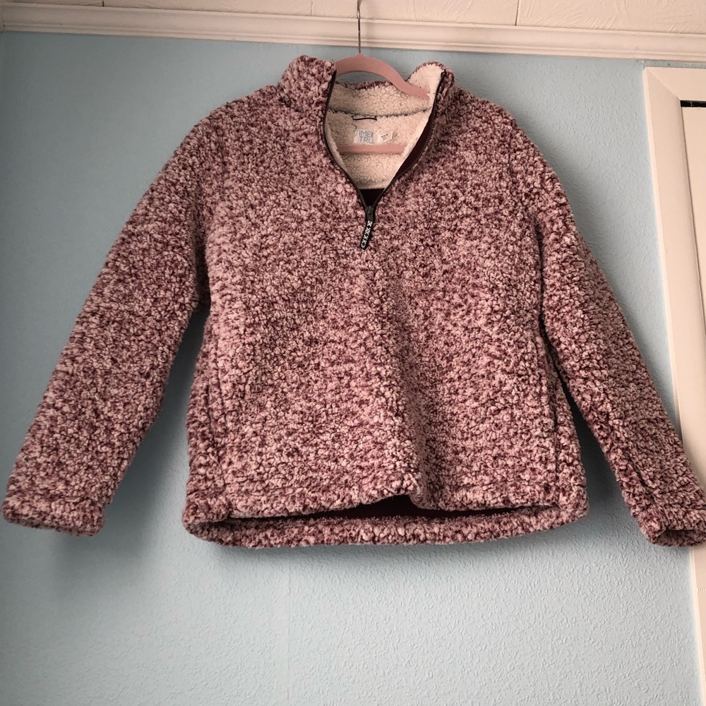 Cozy berry and white Sherpa sweatshirt - Picture 1 of 5